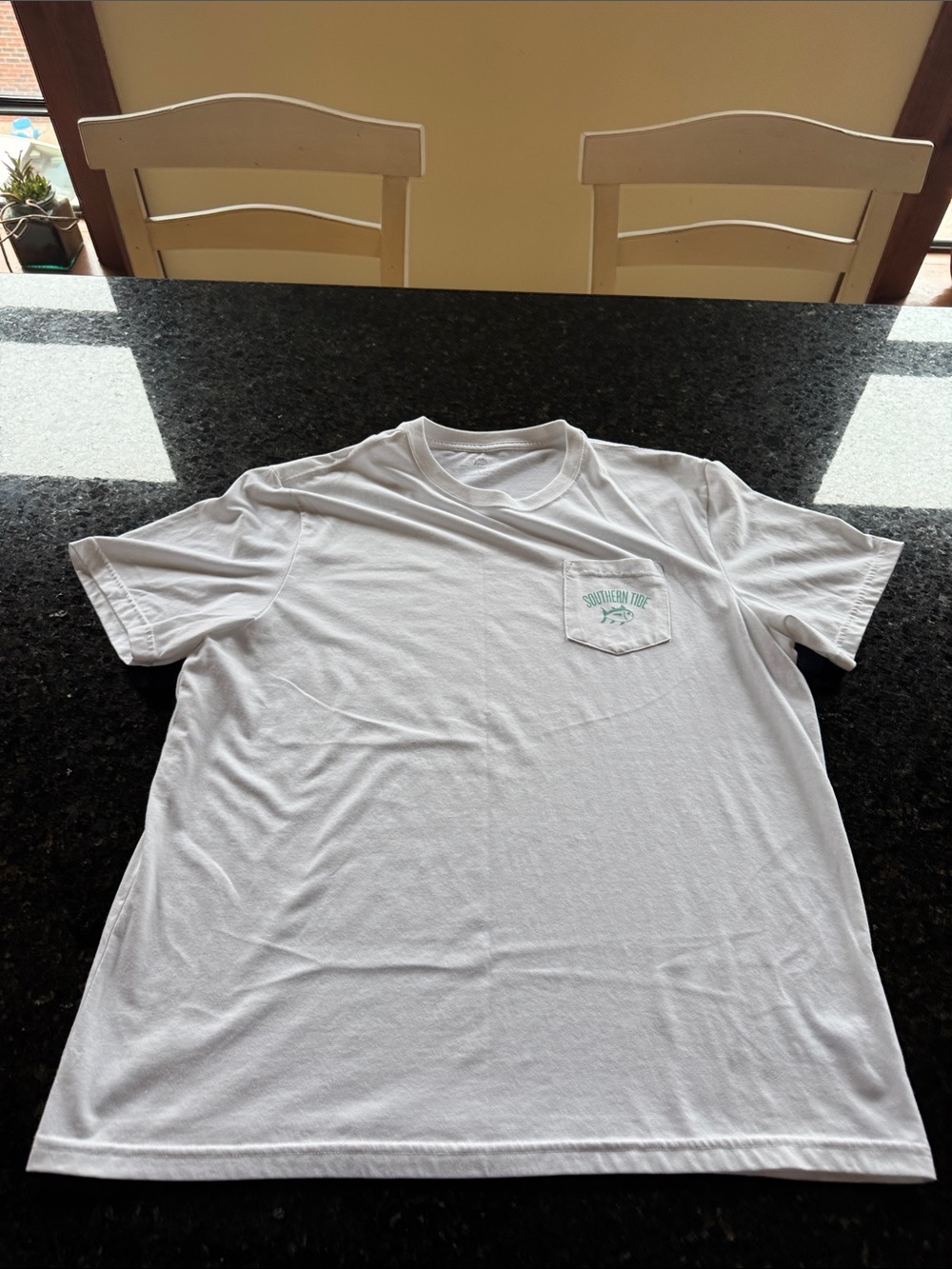 Southern Tide - White - Short Sleeve Pocket Tee with Mint Oyster Logo